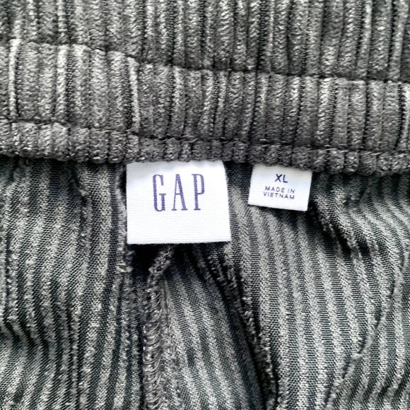 GAP Baggy Corduroy Pants Elastic Waist Women's XL Gray Wide Pull On Pleated NWT - Picture 4 of 10